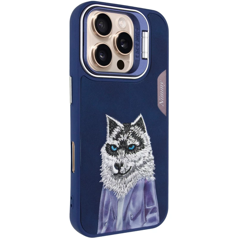 TPU+PC чехол с животными для Apple iPhone 16 Pro – Blue Wolf. Фото 2 из 8