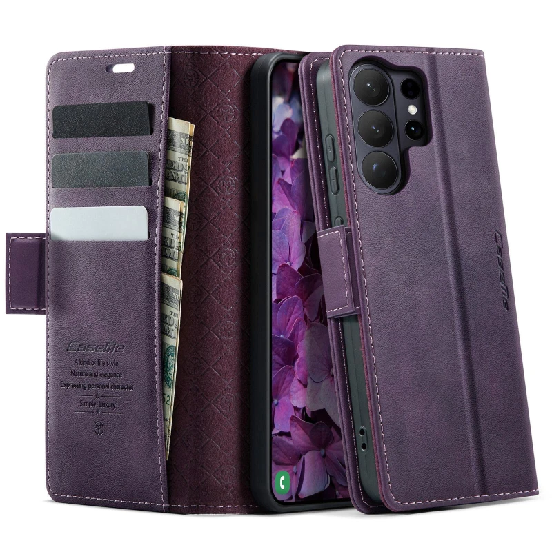 Кожаный чехол-книжка CaseMe Velvet Matte для Samsung Galaxy S26 Ultra – Purple. Фото 2 из 5