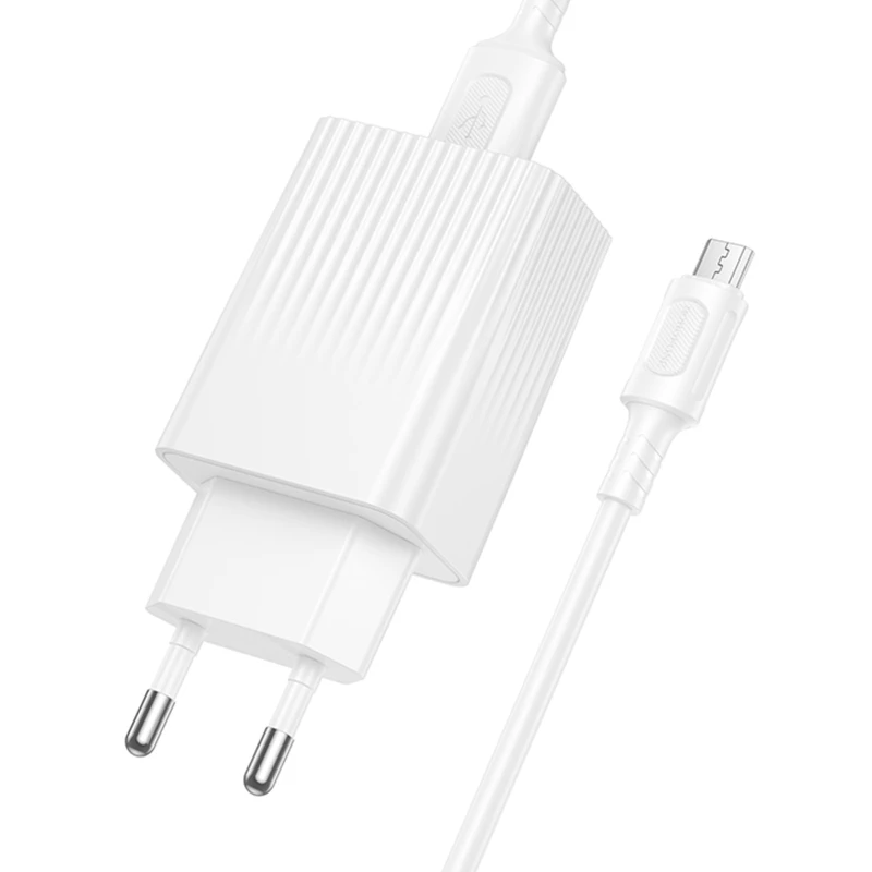 МЗП Borofone BAS72A Source QC3.0 (1USB-A) + кабель USB to MicroUSB – White. Фото 4 з 5