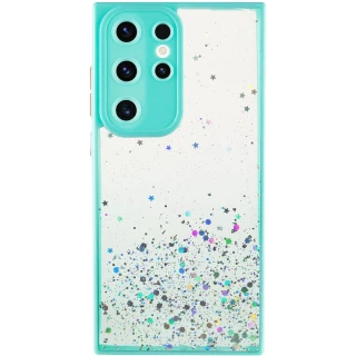 Чехол с блестками и защитой камеры для Samsung Galaxy S23 Ultra — Бирюзовый
