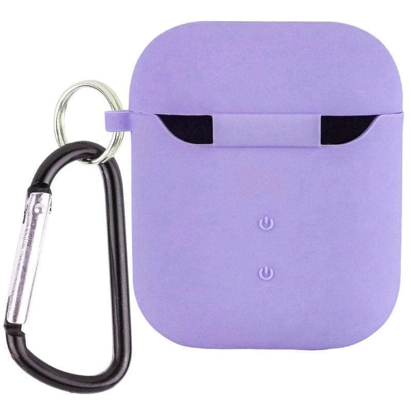 Силіконовий футляр з мікрофіброю для навушників Airpods 1/2 – Бузковий / Dasheen. Фото 2 з 2