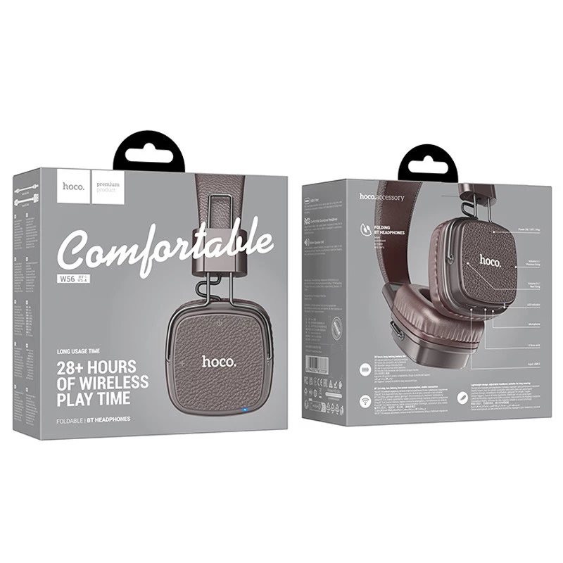 Накладные беспроводные наушники Hoco W56 Earl – Brown. Фото 5 из 5