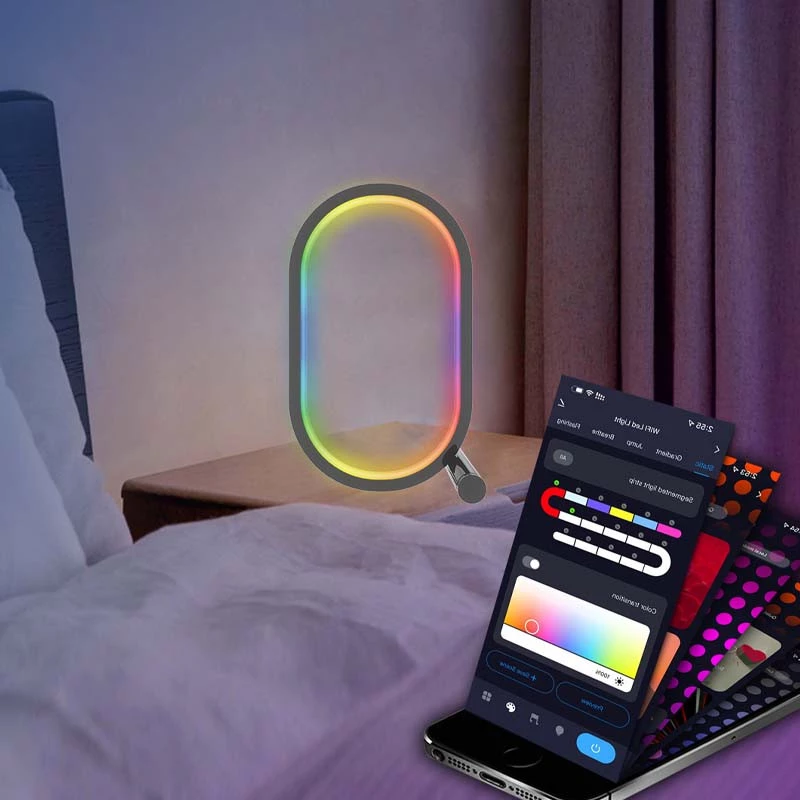 Настільна LED лампа RGB Smart desk oval lamp Bluetooth USB with app – Black. Фото 2 з 5