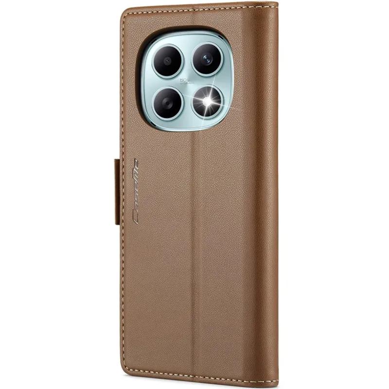 Кожаный чехол-книжка CaseMe Nappa leather для Xiaomi Redmi Note 15 4G/5G (EU) – Brown. Фото 3 из 10