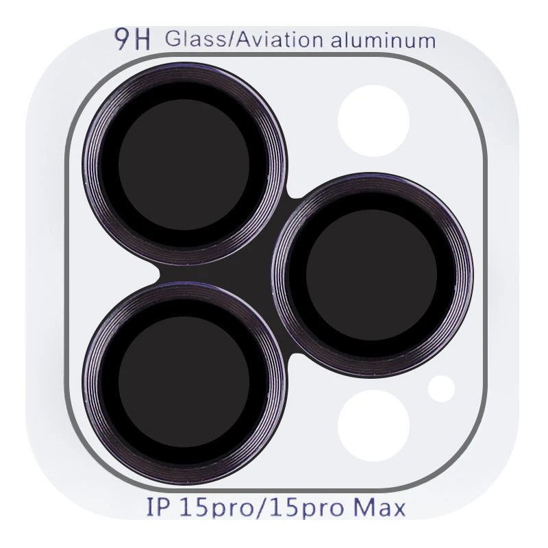Металлическое защитное стекло на камеру для Apple iPhone 15 Pro Max (6.7") – Черный / Black. Фото 2 из 9