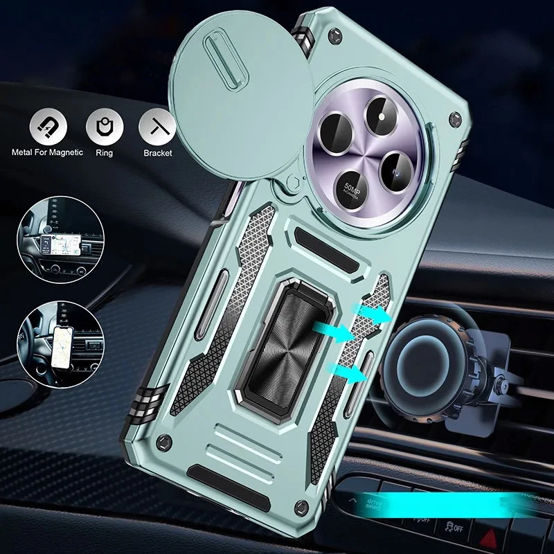 Ударостійкий чохол Square Ring зi шторкою на камеру на Xiaomi Redmi 14C / Poco C75 – Зелений / Light Green. Фото 5 з 5