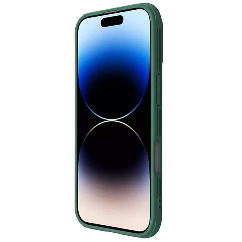 Карбоновая накладка Nillkin Pro со шторкой для камеры для Apple iPhone 16 – Deep Green. Фото 3 из 5