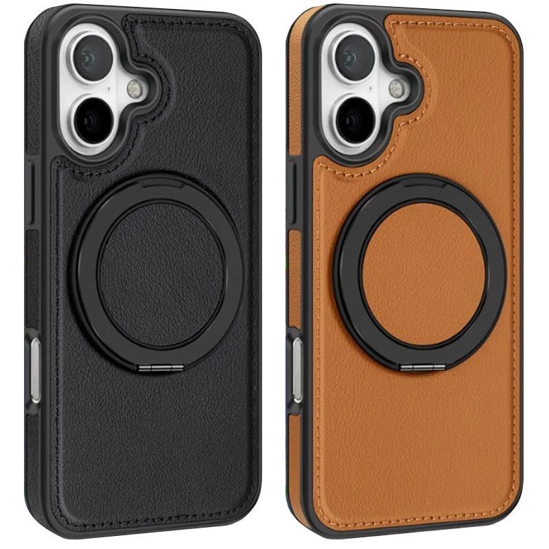 Шкіряна ретро накладка з кільцем та Magnetic Safe на Apple iPhone 16 фото 1 з 1