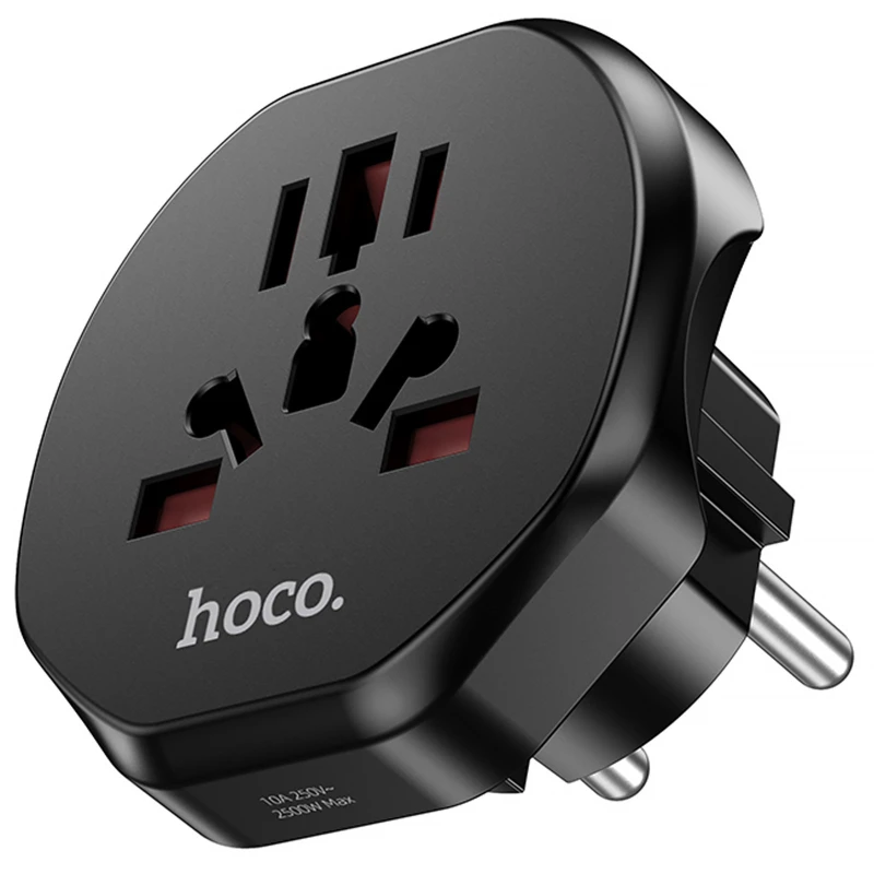 Сетевой універсальний перехідник Hoco AC6 3in1 (EU) – Black. Фото 2 з 4
