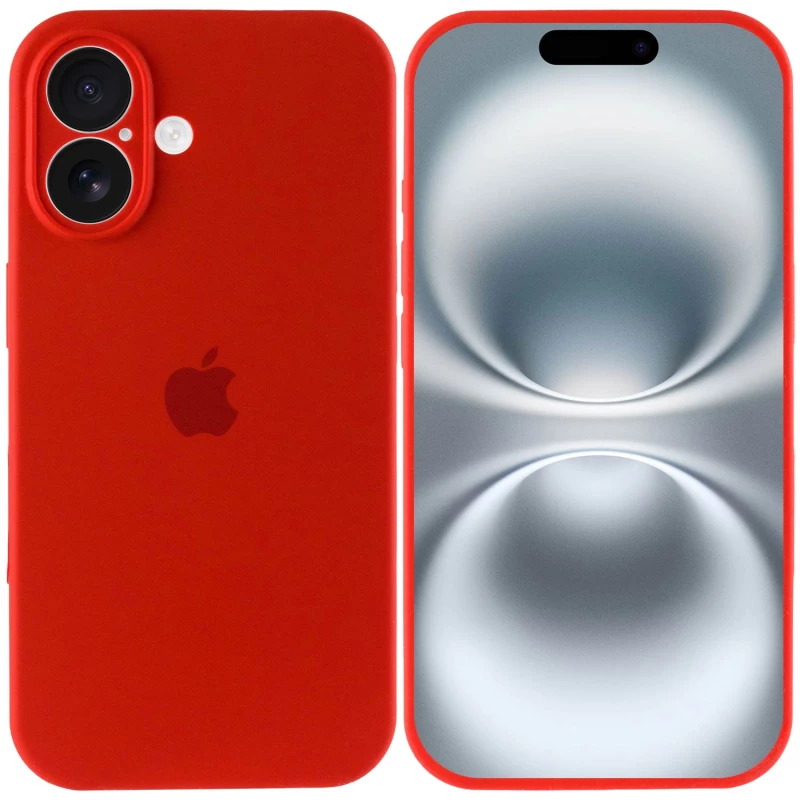Чехол Silicone Case с защитой камеры для Apple iPhone 16 – Красный / Red. Фото 6 из 8