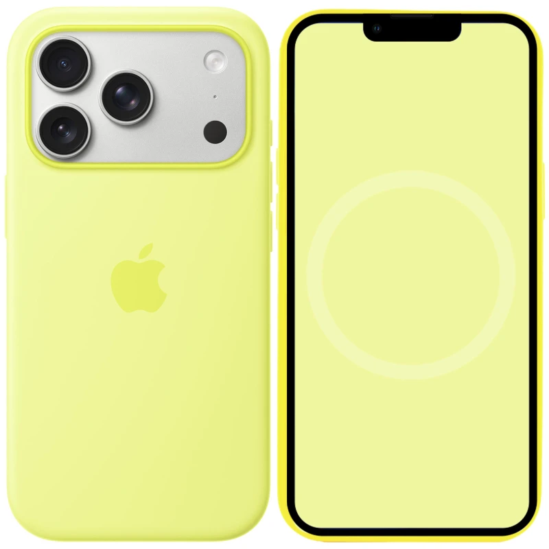 Чохол Silicone case (AAA) with Magsafe and Animation для Apple iPhone 17 Pro (6.3") – Neon Yellow. Фото 1 з 2