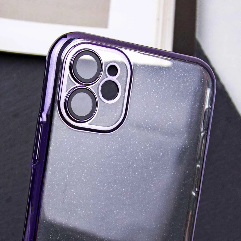 TPU+PC чехол с блестками на Apple iPhone 12 (6.1") – Purple. Фото 5 из 10