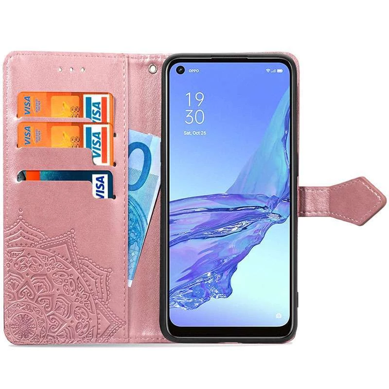Шкіряний чохол-книжка Art Case з візитницею для Oppo A53 / A32 / A33 – Рожевий. Фото 2 з 6