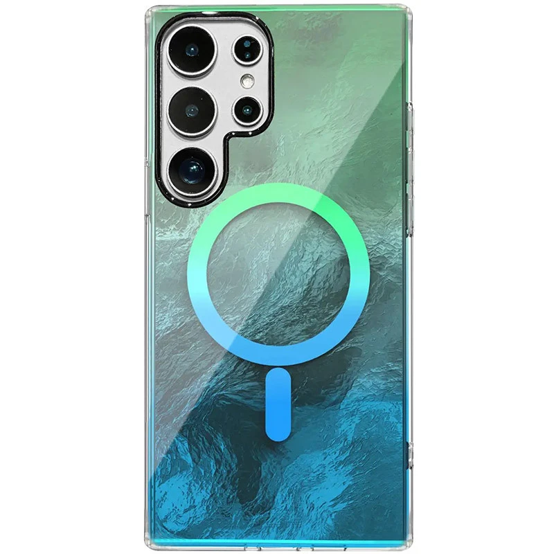 Силиконовый чехол Shiny Mountain (MagFit) для Samsung Galaxy S26 Ultra – Green / Blue. Фото 1 из 5