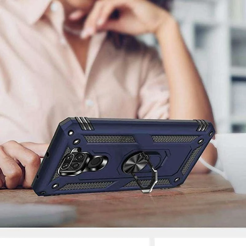 Противоударный чехол Serge Ring с кольцом для Xiaomi Redmi Note 9 / Redmi 10X – Темно-синий. Фото 5 из 6