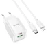 МЗП Hoco C149A Charm PD30W+QC3.0 (1USB-A/1C) + кабель Type-C to Lightning – White. Фото 2 з 6