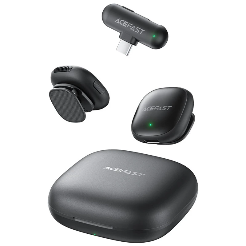 Петличный беспроводной микрофон Acefast R1 Lightning – Black. Фото 4 из 5