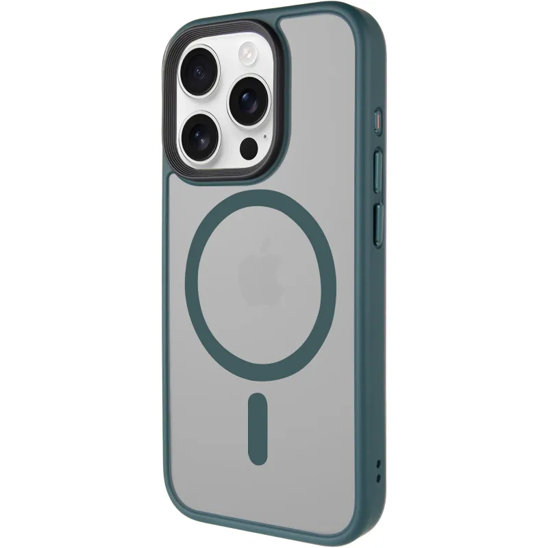 TPU+PC чохол Metal Buttons with Magnetic Fit для Apple iPhone 13 Pro Max (6.7") – Зелений / Dark Green. Фото 2 з 6
