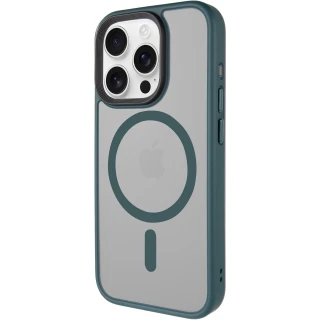 TPU+PC с металлическими кнопками и MagSafe для Apple iPhone 15 Pro (6.1") — Зеленый / Dark Green