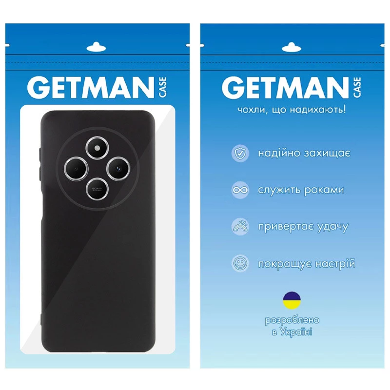 Цветной силиконовый чехол GETMAN с закрытой камерой на Xiaomi Redmi 14C / Poco C75 – Черный / Black. Фото 4 из 4