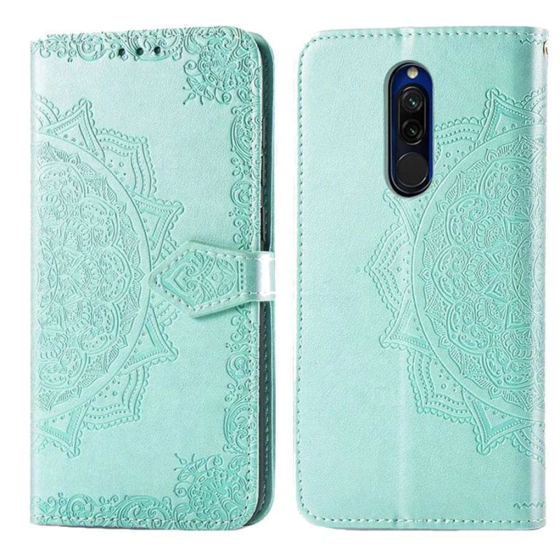 Кожаный чехол-книжка Art Case с визитницей для Xiaomi Redmi 8 – Бирюзовый. Фото 3 из 4