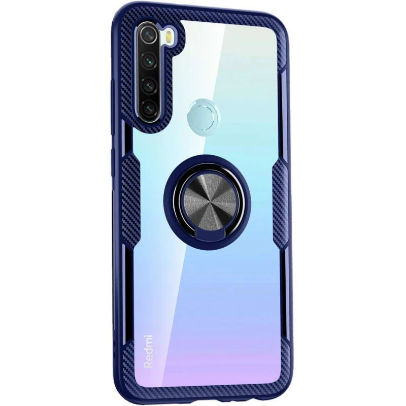 

Чохол Deen CrystalRing з магнітним кільцем на Xiaomi Redmi Note 8 (Безбарвний / Синій)