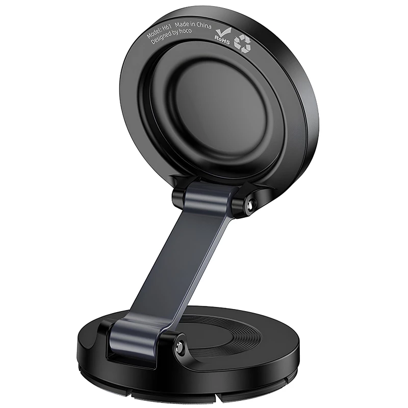 Автодержатель Hoco H61 Show folding ring magnetic (dashboard) – Black / Metal gray. Фото 5 из 6