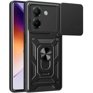Ударопрочный чехол Serge Ring с защитой камеры для Xiaomi Poco M7 pro 5G — Черный