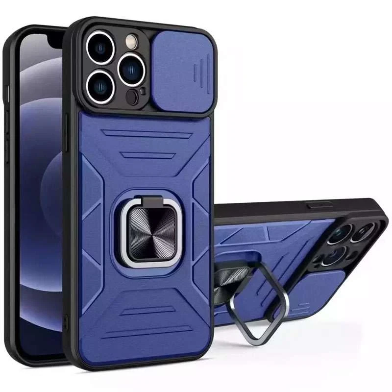 

Протиударний чохол Flash зі шторкою для камери та кільцем на Xiaomi Redmi 9C (Синій)