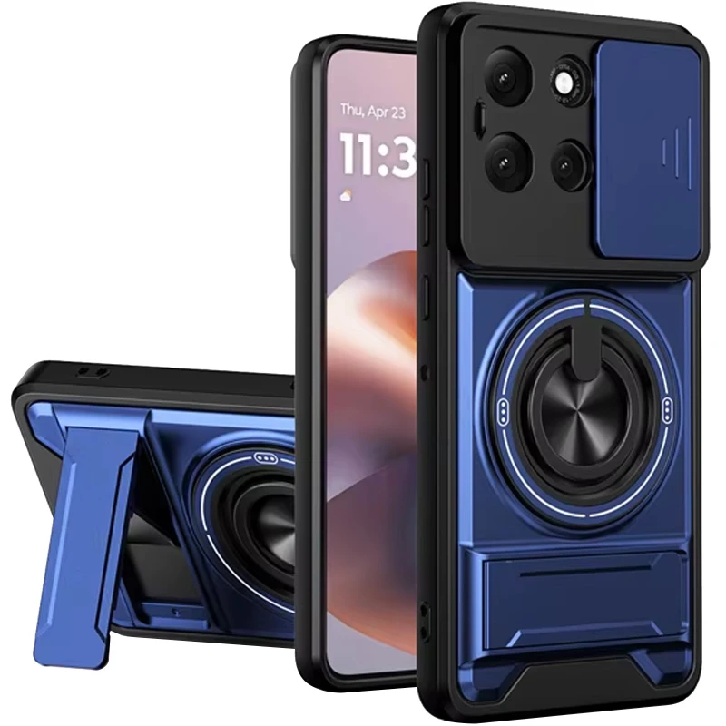 Ударостійкий чохол Camshield StandRing case для Motorola Moto G17 Power – Blue. Фото 1 з 1