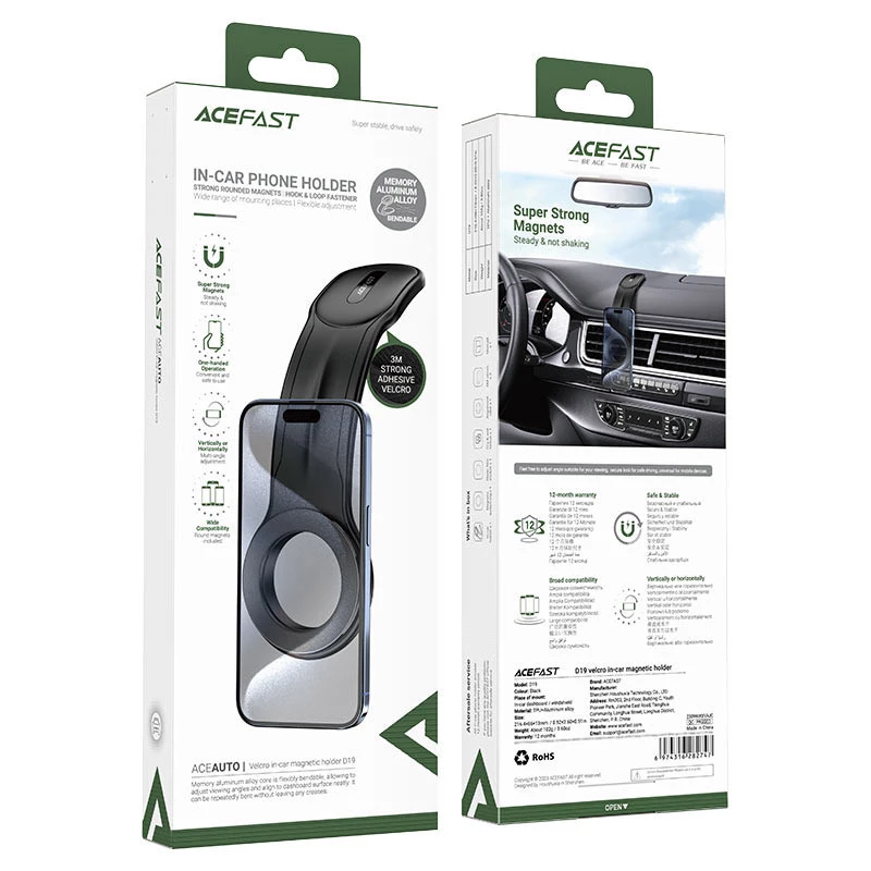 Автодержатель Acefast D19 Velcro in-car – Black. Фото 6 из 7