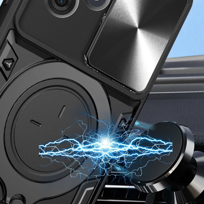 Ударостійкий чохол Bracket Ringstand із захисною шторкою для камери на Xiaomi Redmi Note 14 5G – Black. Фото 5 з 7