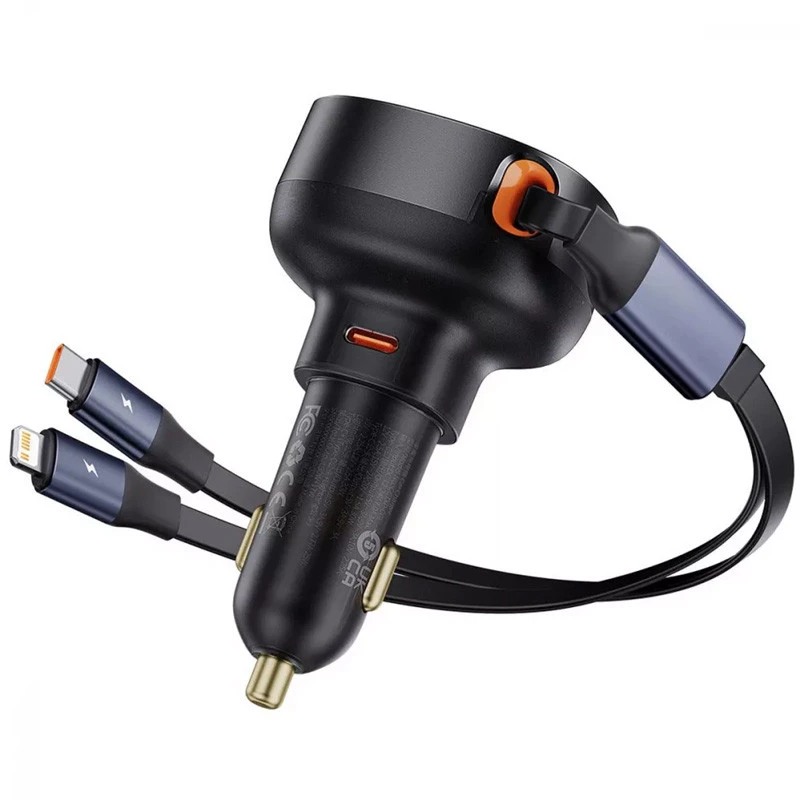 АЗП Baseus Enjoyment Pro 60W (1USB-C) + висувний кабель Type-C (C00057802111-01) – Cluster Black. Фото 5 з 12
