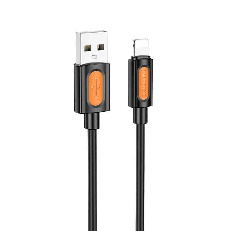 Дата кабель Borofone BX114 Structure USB to Lightning 2.4A (1m) – Black. Фото 1 з 6