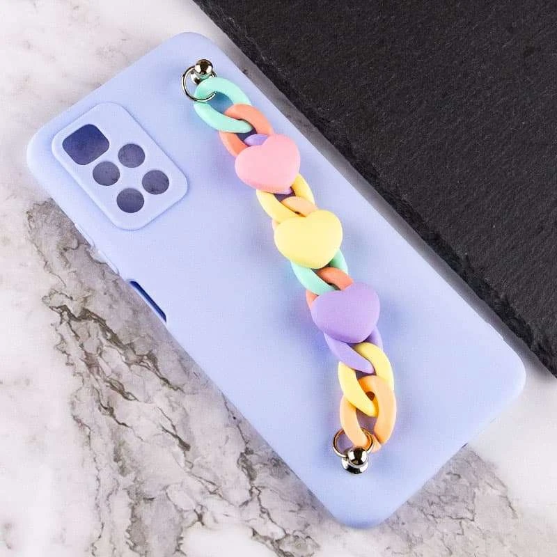 Чехол Heart с цепочкой для Xiaomi Redmi 10 – Lilac Blue. Фото 3 из 4