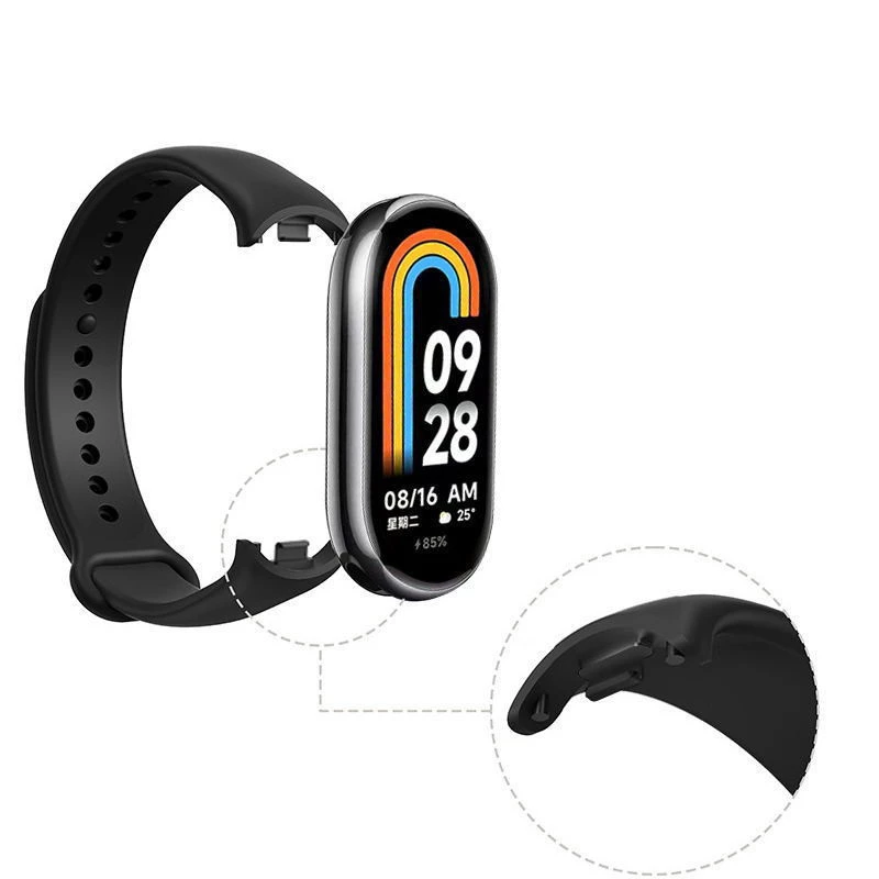 Силиконовый ремешок для Xiaomi Mi Band 7/6/5/4/3 – Черный / Black. Фото 5 из 8