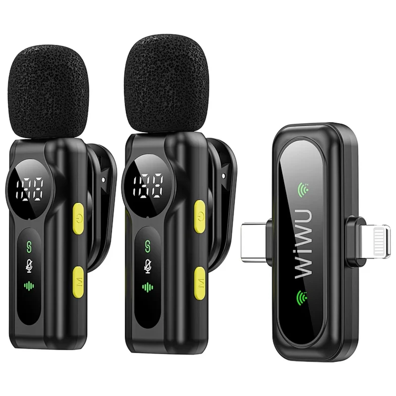 Петличний бездротовий мікрофон WIWU WM007 Dual-mic (Lightning/Type-C) – Black. Фото 5 з 6