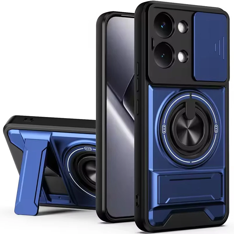 Ударопрочный чехол Camshield StandRing case для Infinix Hot 40 Pro – Blue. Фото 1 из 1