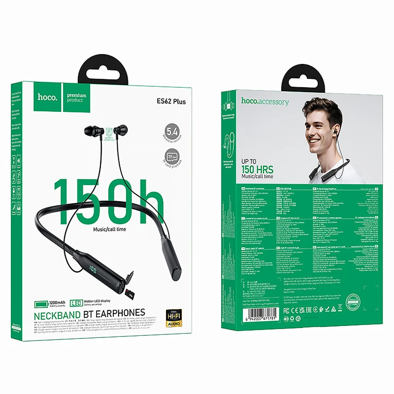 Bluetooth Наушники Hoco ES62 Pretty neck-hang – Black. Фото 11 из 12