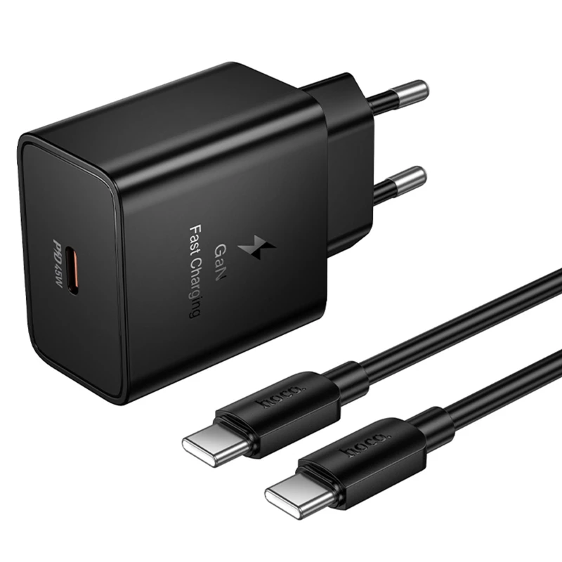 СЗУ Hoco N77 Star PD45W (1USB-C) + кабель Type-C to Type-C – Black. Фото 6 из 6
