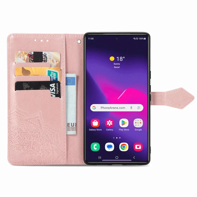 Кожаный чехол-книжка Art Case с визитницей для Samsung Galaxy S25 Ultra – Розовый. Фото 3 из 6