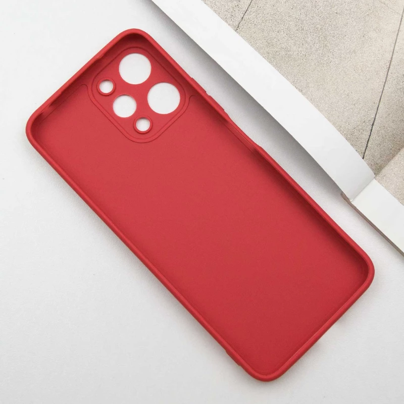 Цветной силиконовый чехол с защитой камеры для Xiaomi Redmi 12 – Красный / Camellia. Фото 5 из 9