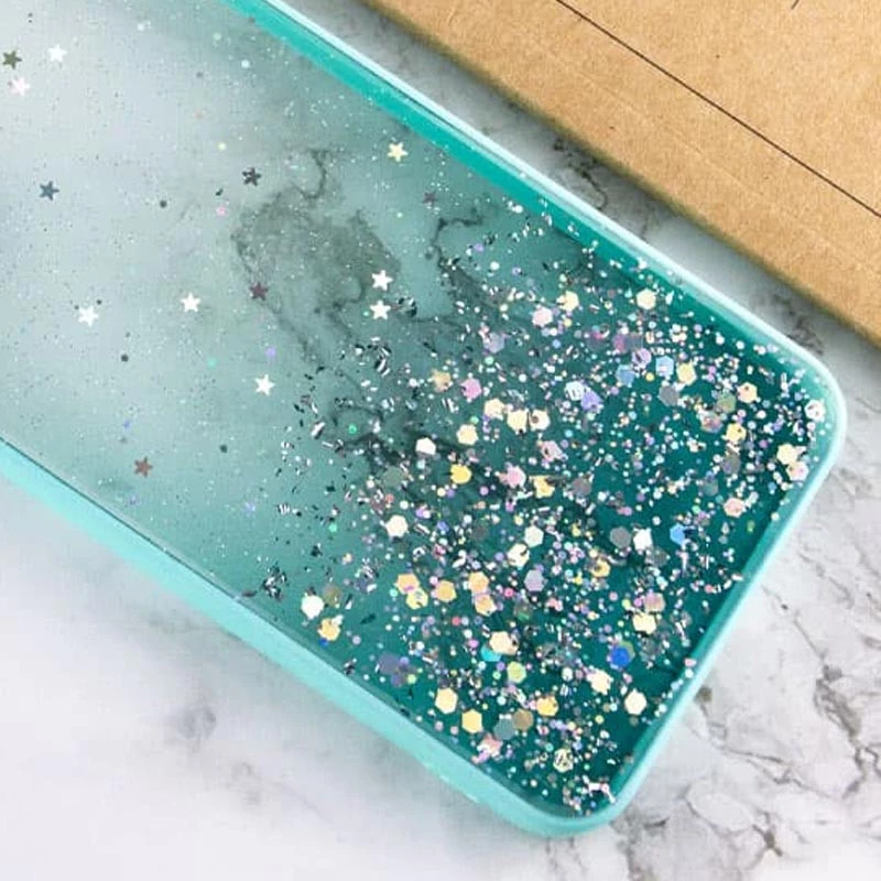 Чохол з блискітками для Xiaomi Redmi Note 13 Pro 4G – Бірюзовий. Фото 3 з 3