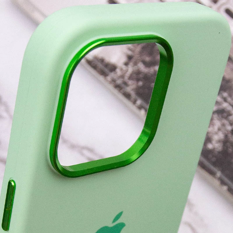 Чохол Silicone Case з металевими кнопками на Apple iPhone 13 Pro (6.1") – Зелений / Pistachio. Фото 9 з 9