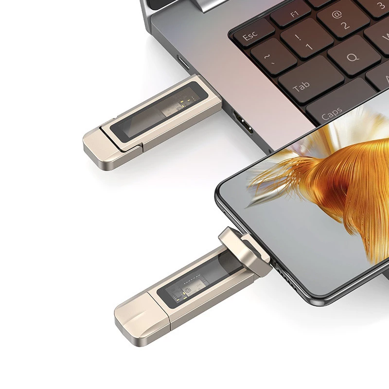 Флеш накопичувач USAMS US-ZB280 USB3.2+Type-C GEN1 Dual Ports Aluminum Alloy 10G Flash Drive 512Gb – silver. Фото 2 з 7