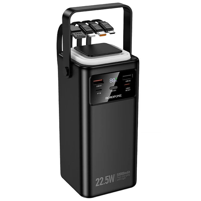 Портативное ЗУ Power Bank Borofone BJ65A High 22.5W+PD20W with cable 50000 mAh – Black. Фото 3 из 6