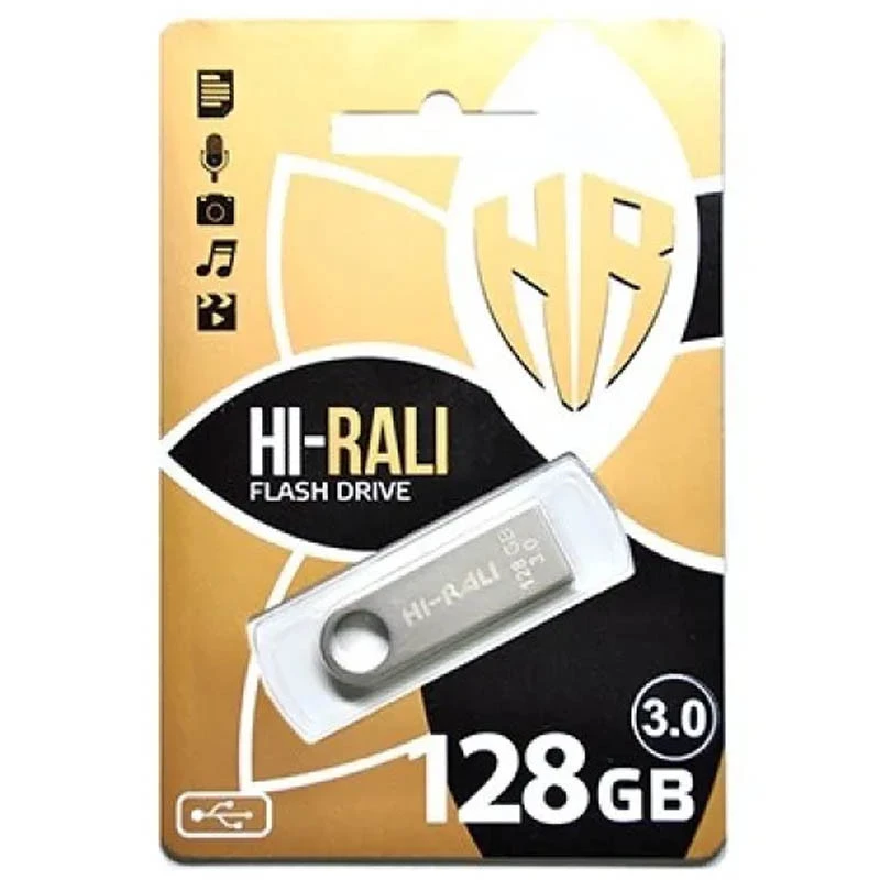 Флеш накопичувач USB 3.0 Hi-Rali Shuttle 128 GB Срібна серія – Срібний. Фото 2 з 2