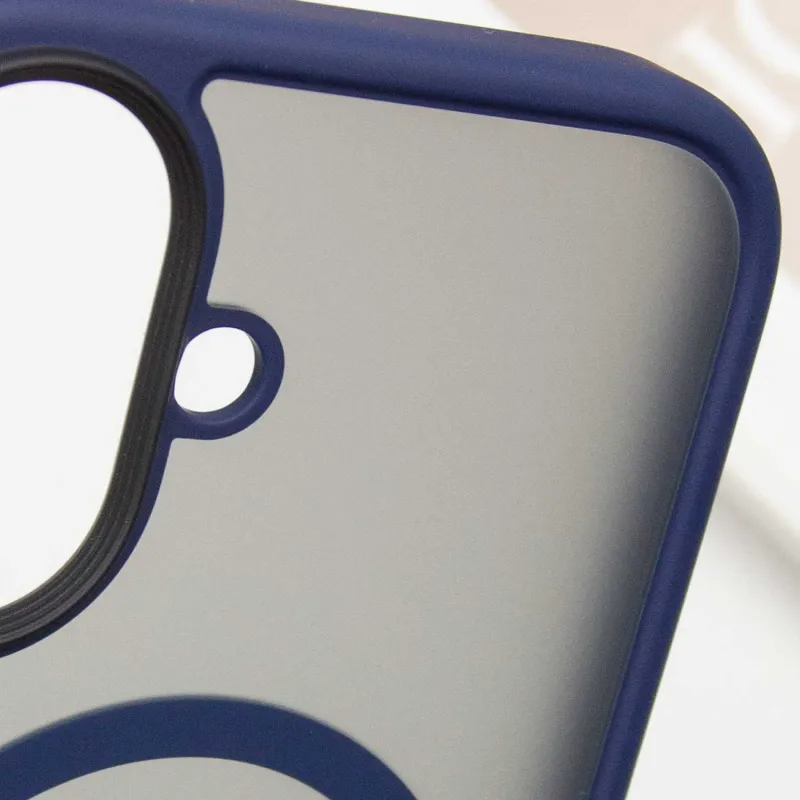 TPU+PC чехол Metal Buttons with Magnetic Fit для Apple iPhone 16 – Синий / Navy Blue. Фото 6 из 8
