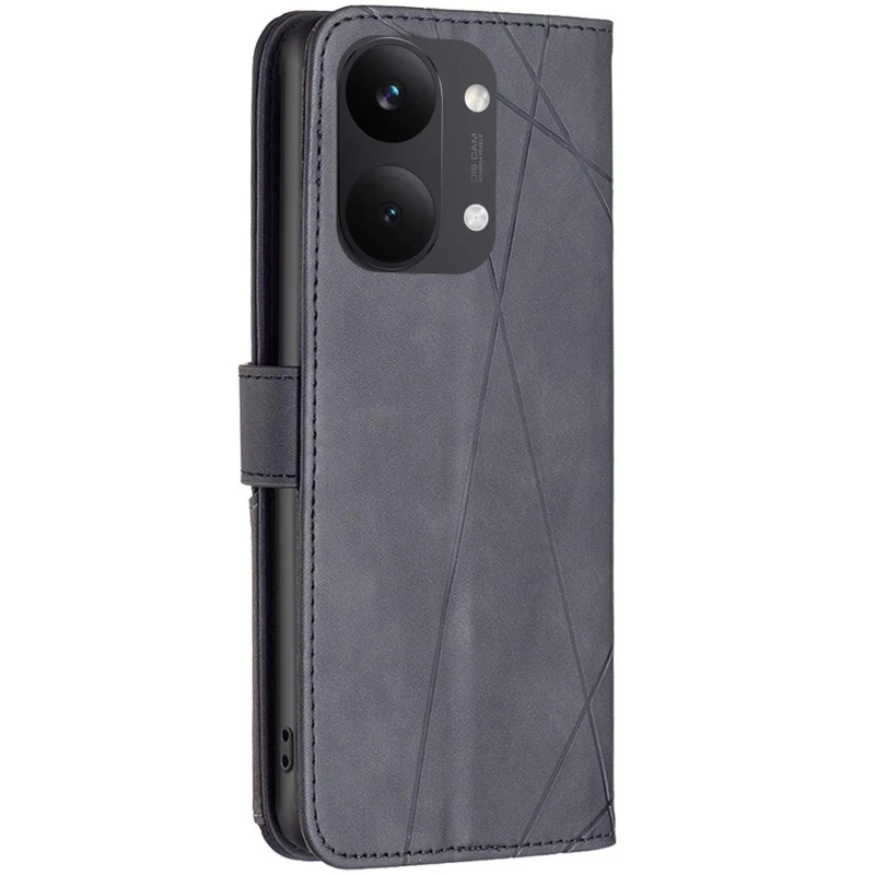 Шкіряний чохол-книжка Geometric Pattern для Xiaomi Poco X8 Pro Max – Black. Фото 3 з 5