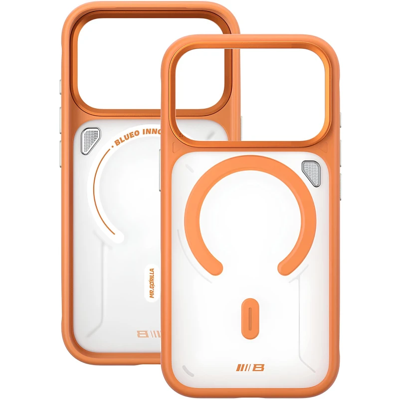 TPU+PC чехол Blueo Frosted Heat Dissipation Stand with MagSafe для Apple iPhone 18 Pro – Оранжевый / Orange. Фото 3 из 3